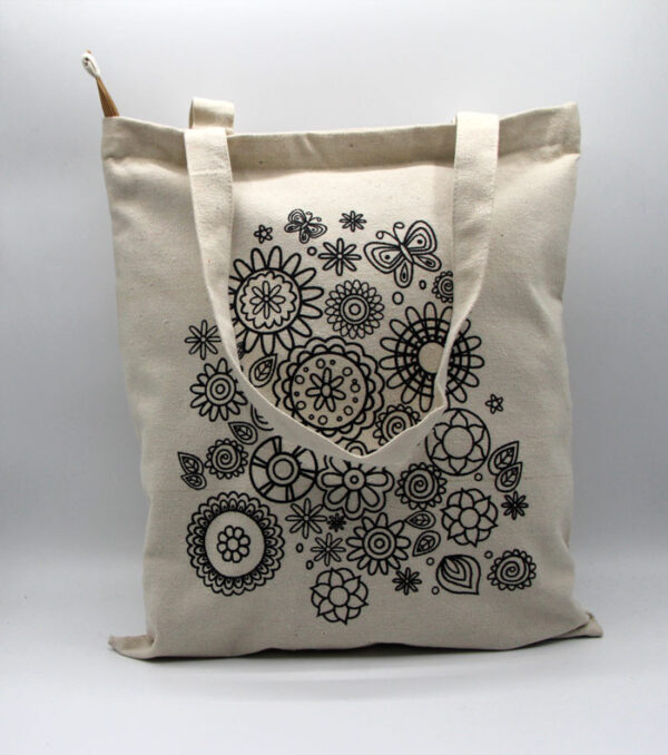 White Tone Hippie Mandala Printed Tote Side Bag