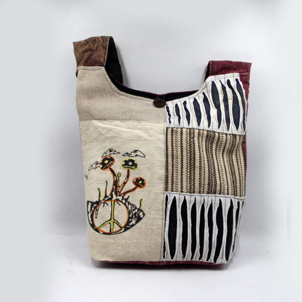 Cozy Handmade Mushroom Embroidered Side Bag