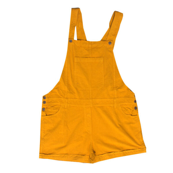 Stylish Hippie Plain Yellow Cotton Dungaree