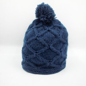 Navy Blue Unique Design Knitted Wool Beanie