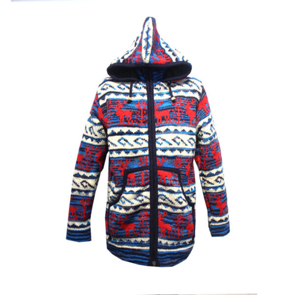 Knitted Wool Prismatic Hooded Pullover