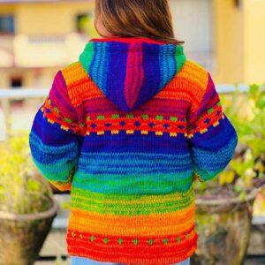 Handmade Hippie Wool Rainbow Jacket Made in Nepal