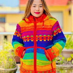 Handmade Hippie Wool Rainbow Jacket Made in Nepal