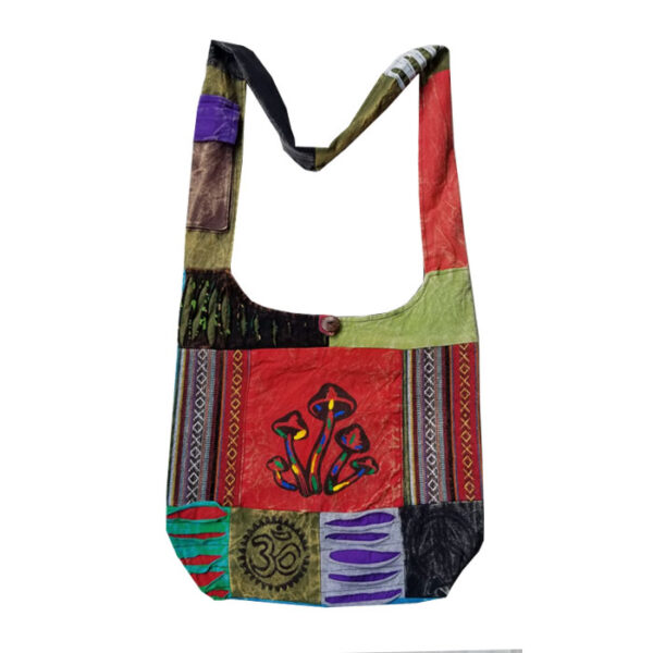 Mushroom Embroidery Hippie Ladies Side Bag