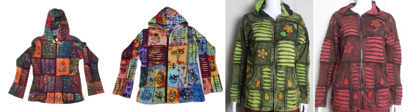 Printed and patchwork razor cut jackets