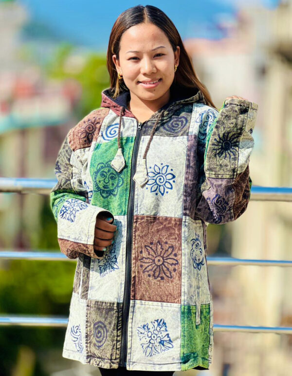Hippie Patchwork Cotton Winter Jacket Fleece Lined