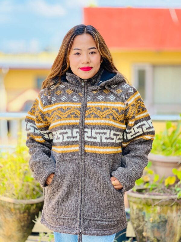 Hand Knitted Himalayan Wool Fleece Linked Jacket