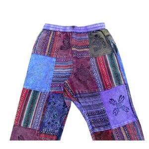 Patchwork Hippie Cotton Trouser with Stone Wash and Block Print