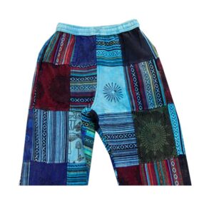 Patchwork Hippie Cotton Trouser with Stone Wash and Block Print