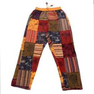 Patchwork Hippie Cotton Trouser with Stone Wash and Block Print