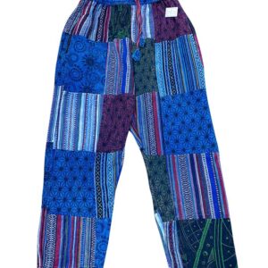 Patchwork Hippie Cotton Trouser with Stone Wash and Print