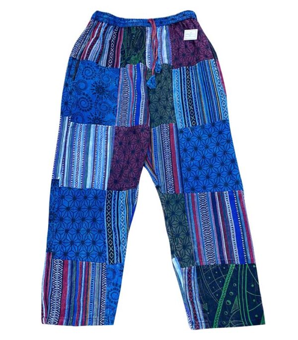 Patchwork Hippie Cotton Trouser with Stone Wash and Print