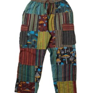 Mushroom Print Patchwork Cargo Pants