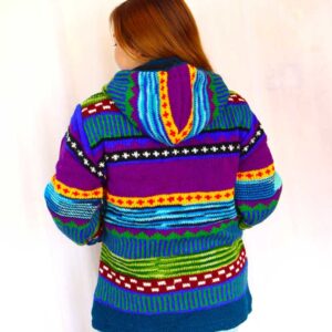 Multi Deer Print Himalayan Wool Jacket, Made in Nepal