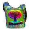 Colorful Tree Print Hemp Side Bag