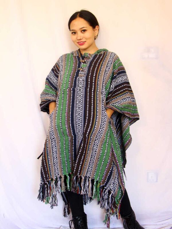 Green Mix Warm Gheri Poncho