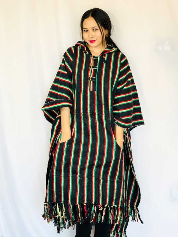 Long Hood Thin Cotton Poncho