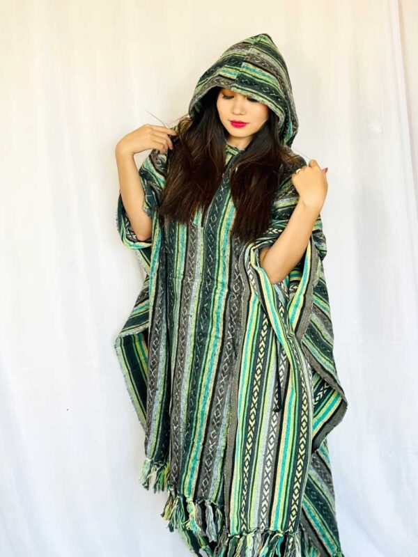 Green Mix Long Poncho