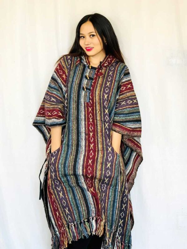 Bohemian Woven Cotton Poncho