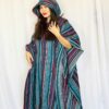Blue Pink Mix Hooded Gheri Poncho