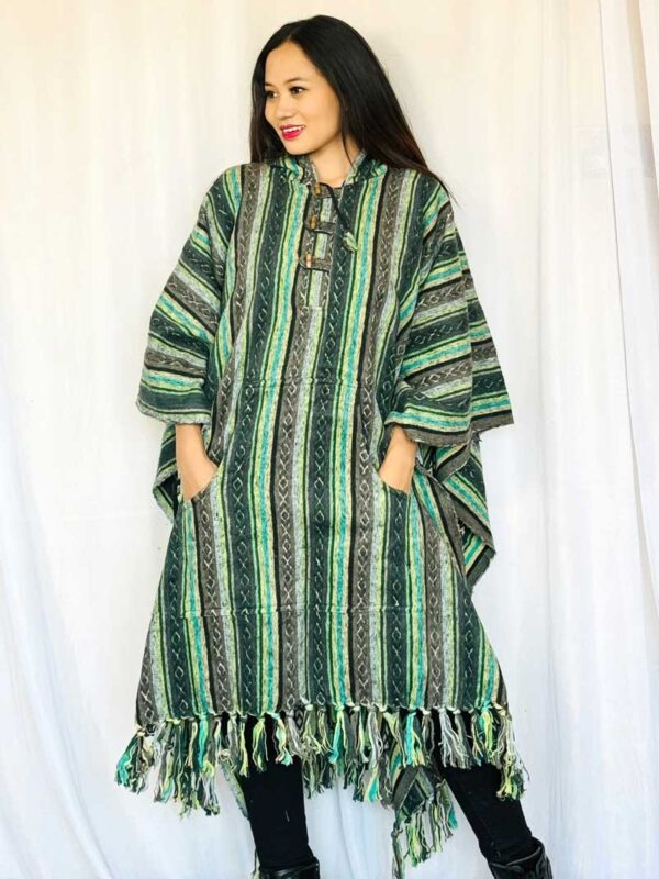 Light Green Hippie Gheri Poncho