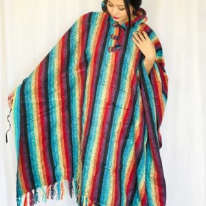 Rainbow Hippie Large Gheri Cotton Poncho
