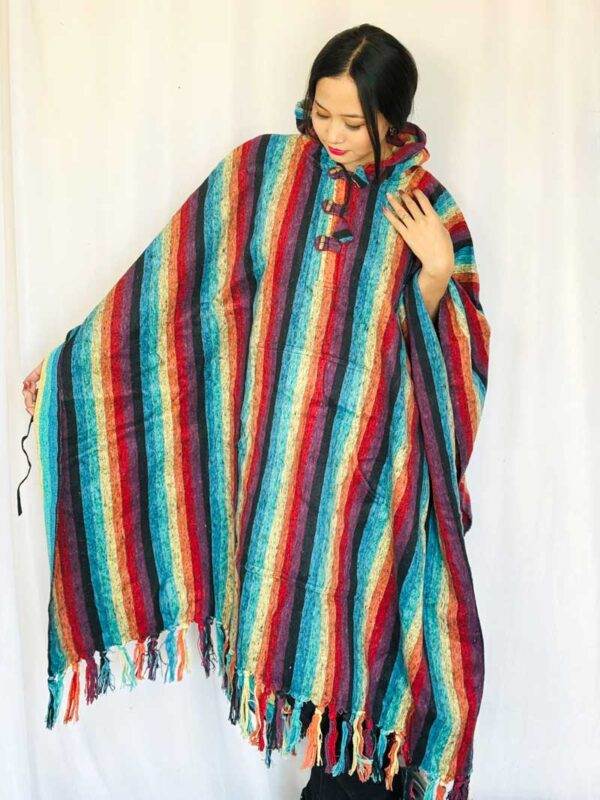 Rainbow Hippie Large Gheri Cotton Poncho