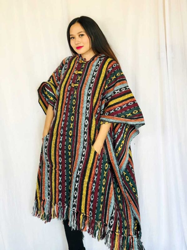 Vibrant Woven Cotton Poncho