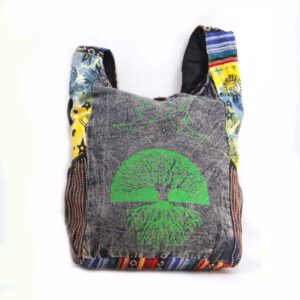 Stonewashed & Tree Printed Cotton Side Bag