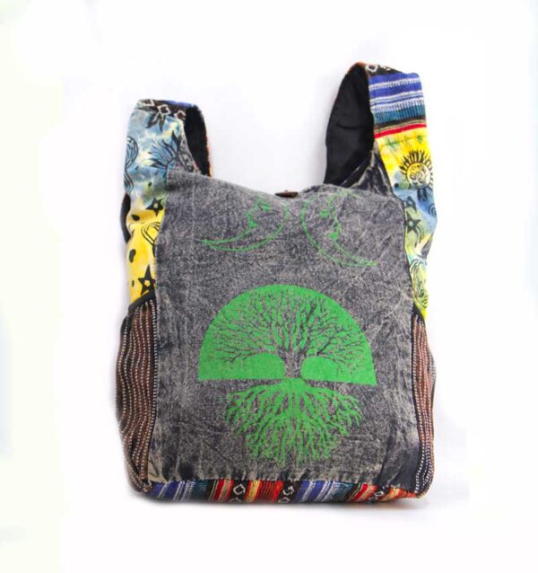 Stonewashed & Tree Printed Cotton Side Bag