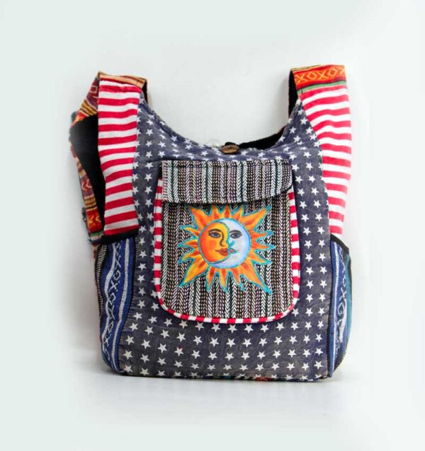 US Flag Designed Cotton Shoulder Bag