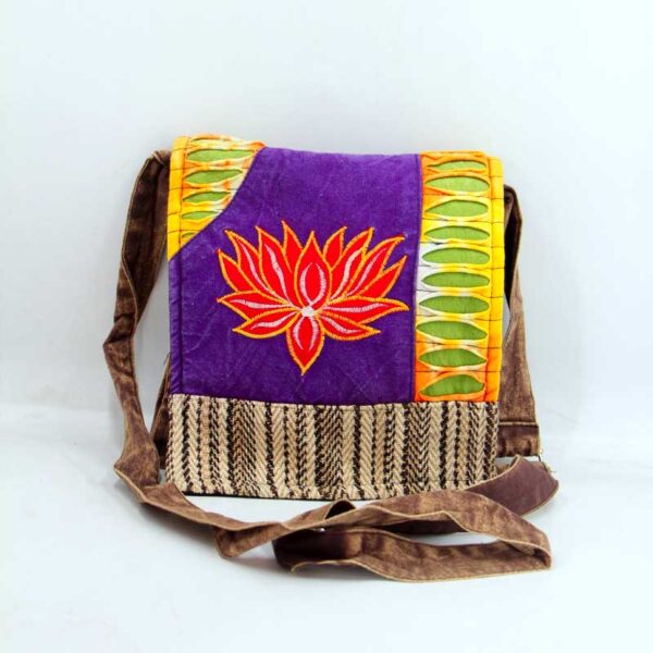 Lotus Printed Bohemian Cotton Passport Bag