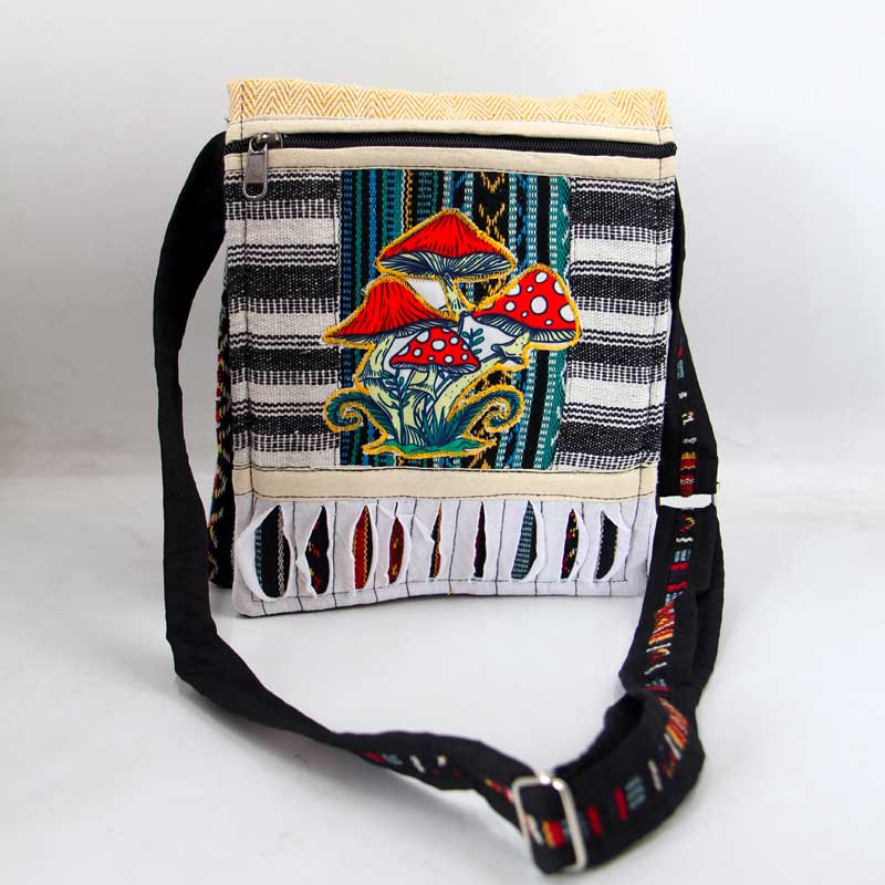 Rustic Handmade Mushroom Cotton Passport Bag