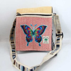 Butterfly Print Hemp Cotton Passport Bag