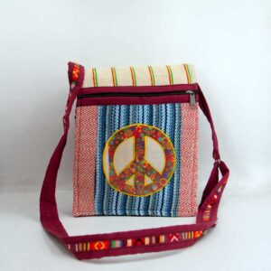 Peace Symbol Embroidered Mini Passport Bag