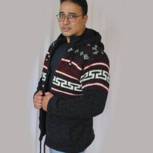 Warm Hippie Jacket Double Knitted Thick Wool Fleece Lining