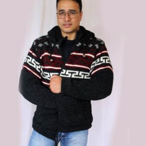 Warm Hippie Jacket Double Knitted Thick Wool Fleece Lining