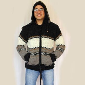 Warm Hippie Jacket Double Knitted Thick Wool Fleece Lining