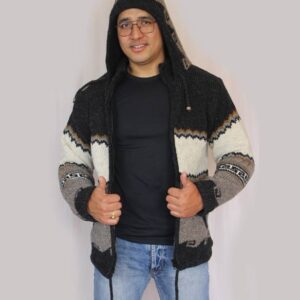 Warm Hippie Jacket Double Knitted Thick Wool Fleece Lining