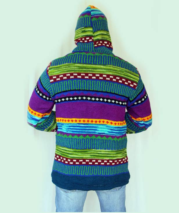 Warm Hippie Jacket Double Knitted Thick Wool Fleece Lining