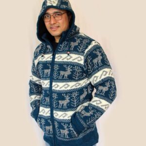 Warm Hippie Jacket Double Knitted Thick Wool Fleece Lining