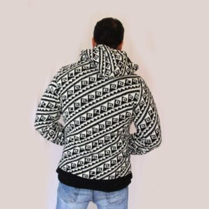 Warm Hippie Jacket Double Knitted Thick Wool Fleece Lining