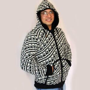 Warm Hippie Jacket Double Knitted Thick Wool Fleece Lining