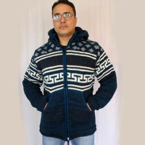 Warm Hippie Jacket Double Knitted Thick Wool Fleece Lining
