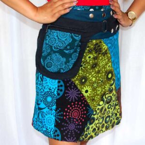Alternative view of Colorful Prints Added Snap Button Cotton Skirt