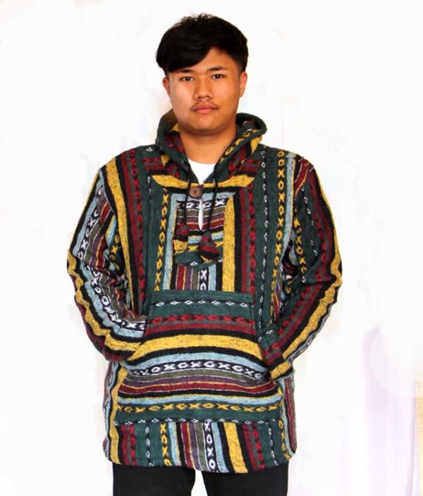 Multicolor Hooded Gheri Poncho