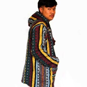 Alternative view of Bohemian Multicolor Hooded Gheri Poncho