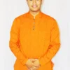 Made in Nepal Orange Half Sleeve Shirt