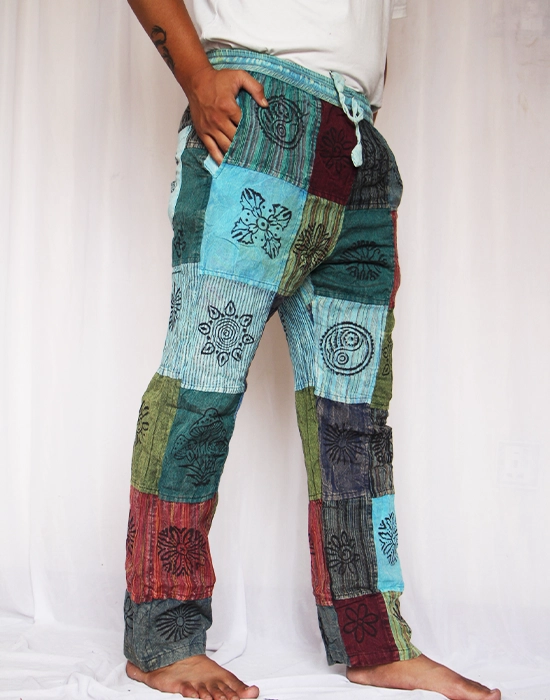 Lightweight Khaddar Patchwork Trouser - Image 2