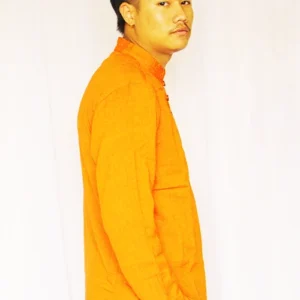 Alternative view of Made in Nepal Orange Half Sleeve Shirt